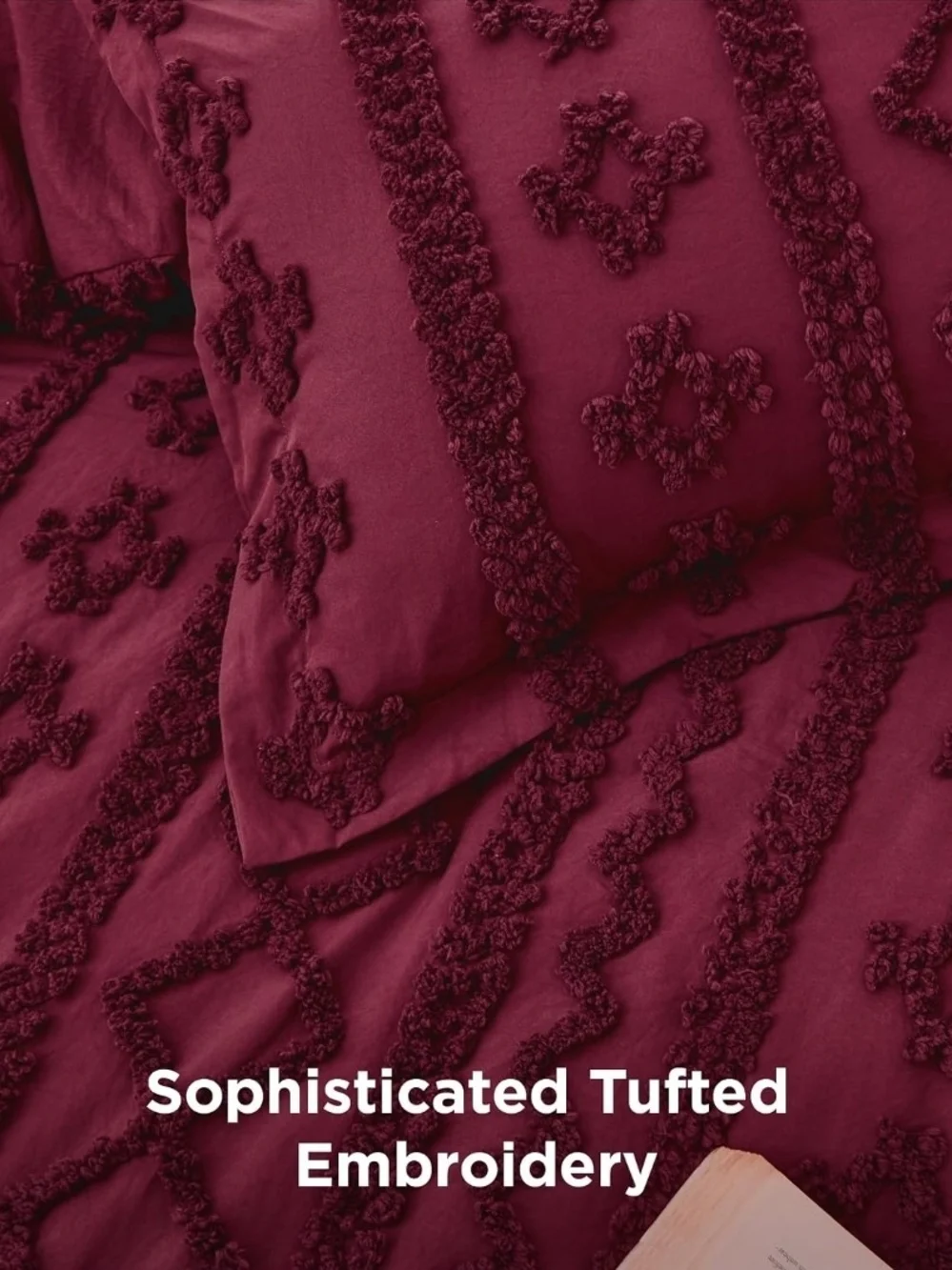 Plush Textured Tufted Comforter - Burgundy